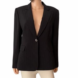 Tahari black pinstriped polyester blazer